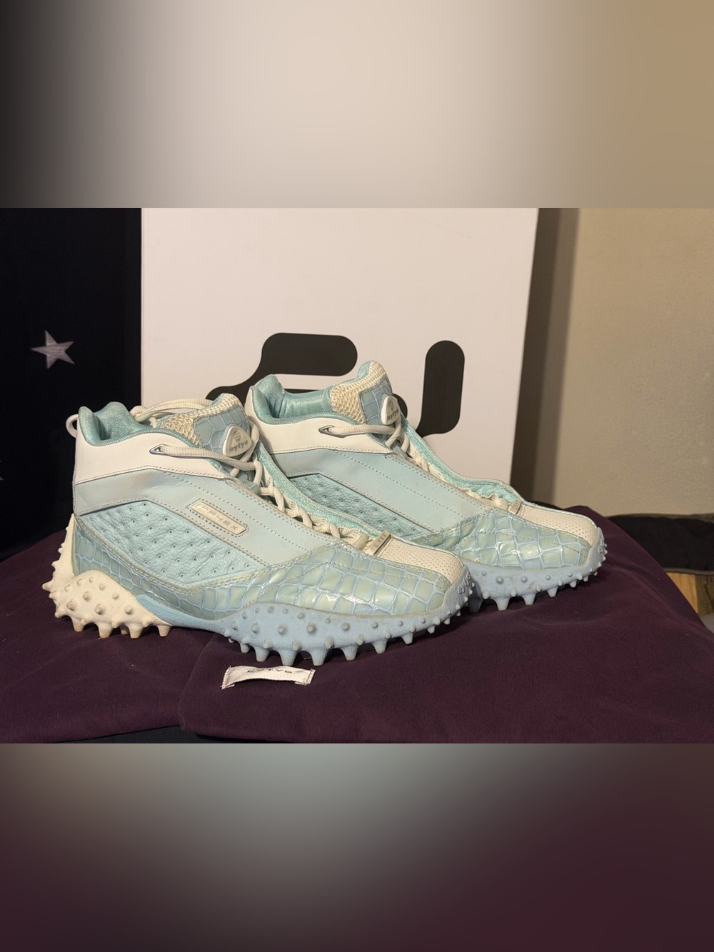 Eytys Aphex Cool Mint Croc-Embossed Spike Trainers